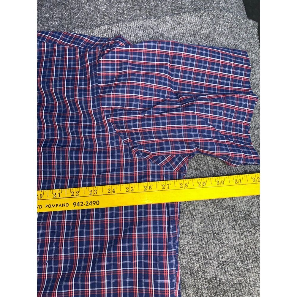 Berkley Jensey Shirt Mens XL Blue Plaid Wrinkle Free Cotton Collared Button Down - Picture 5 of 5